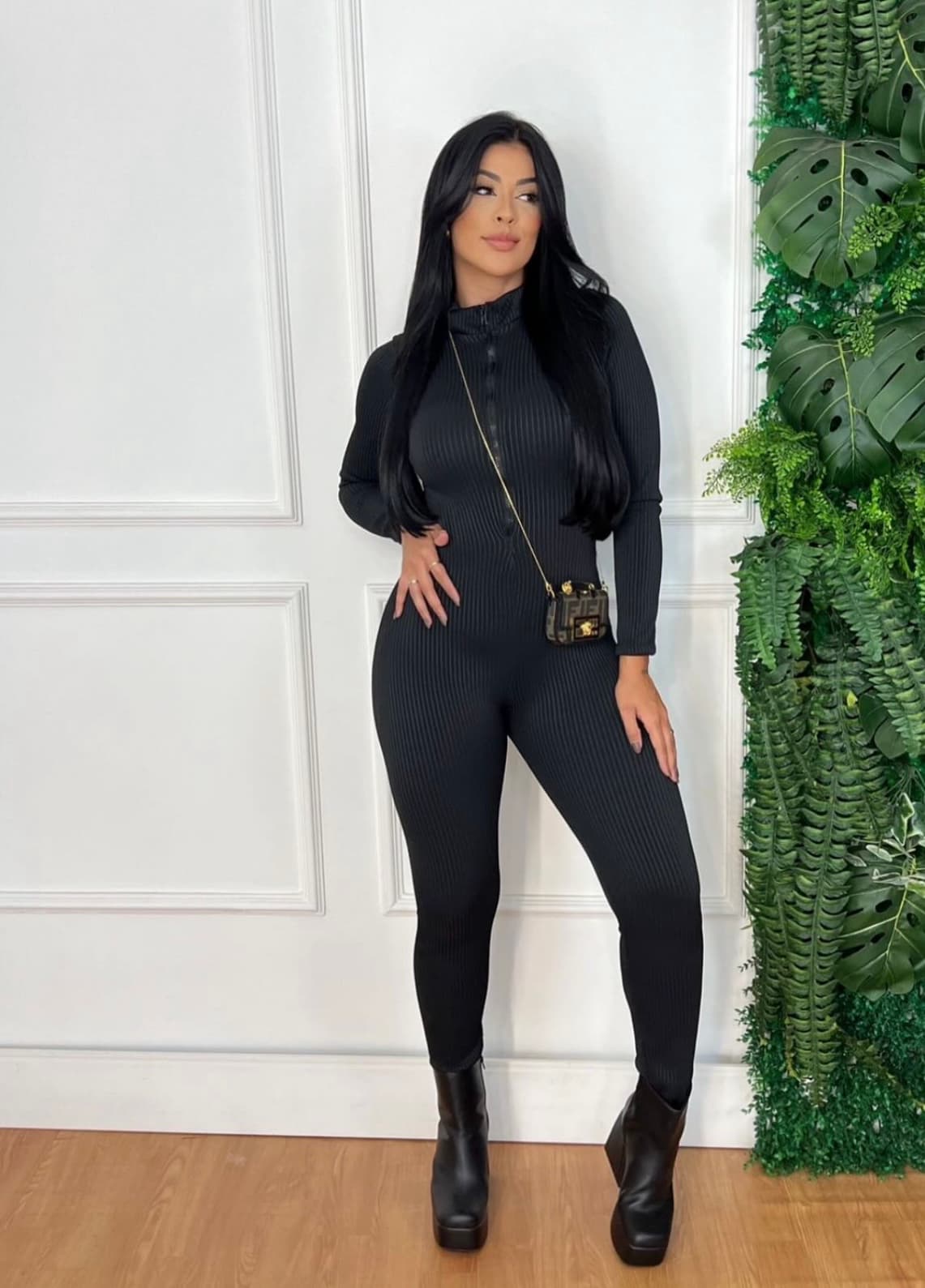 Macacão Canelado Preto  — NayStore moda feminina